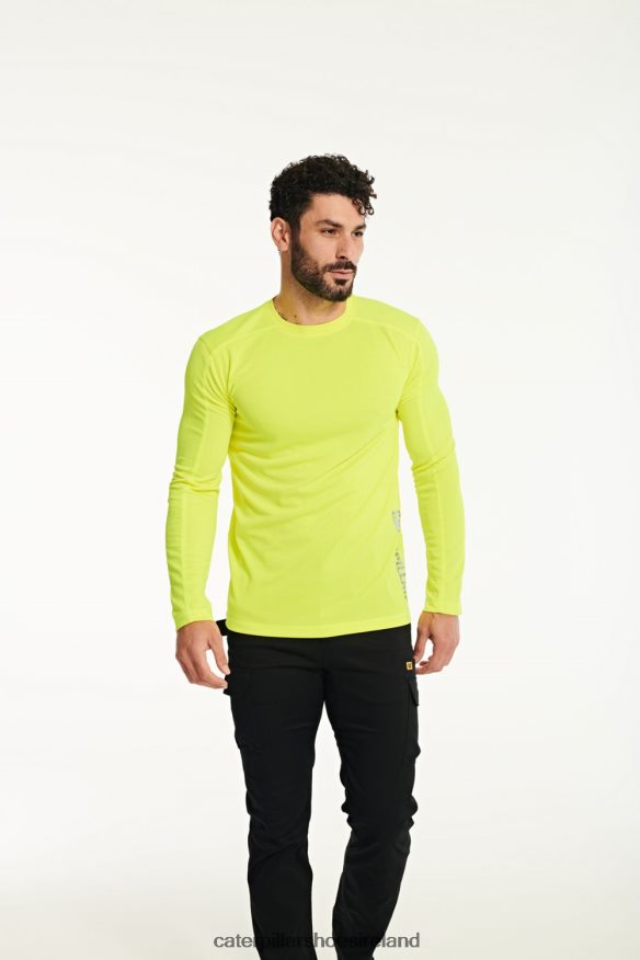 Caterpillar Coolmax Long Sleeve Tee Men PL4062233 Hi-Vis Yellow | Tops & Outerwear