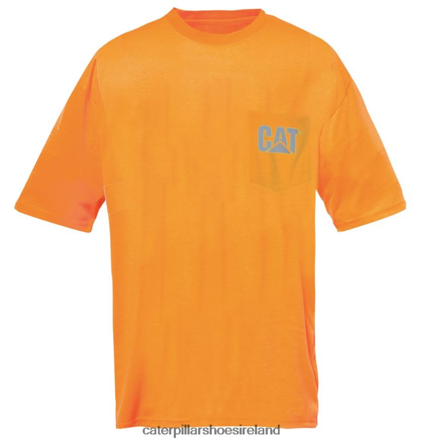 Caterpillar Hi-Vis Trademark Pocket Tee Men PL4062214 Orange | Tops & Outerwear