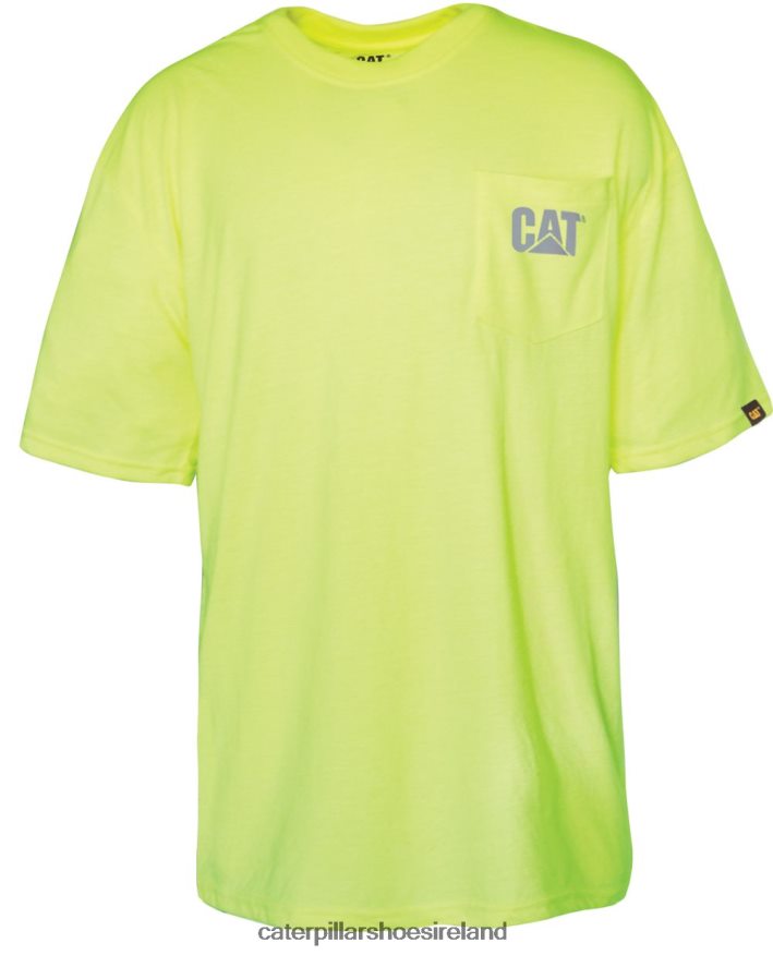 Caterpillar Hi-Vis Trademark Pocket Tee Men PL4062215 Mens Yellow | Tops & Outerwear