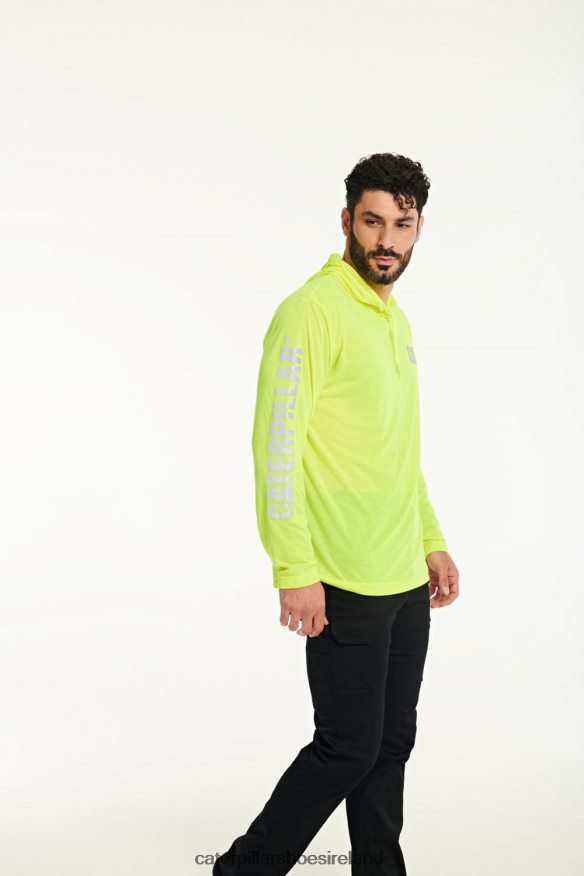 Caterpillar Hivis Upf Hooded Long Sleeve Tee Men PL4062222 Yellow | Tops & Outerwear