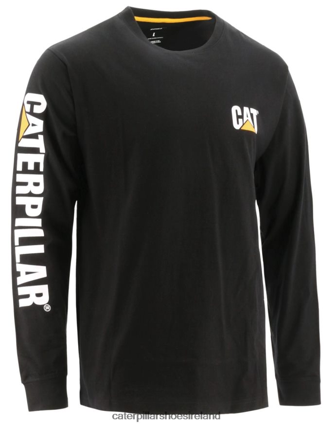 Caterpillar Trademark Banner Long Sleeve Tee Men PL4062225 Black | Tops & Outerwear