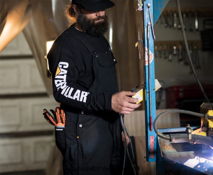 Caterpillar Trademark Banner Long Sleeve Tee Men PL4062225 Black | Tops & Outerwear