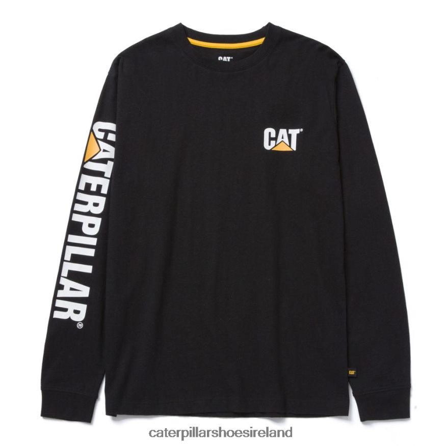 Caterpillar Trademark Banner Long Sleeve Tee Men PL4062225 Black | Tops & Outerwear