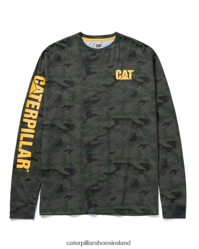 Caterpillar Trademark Banner Long Sleeve Tee Men PL4062226 Night Camo | Tops & Outerwear