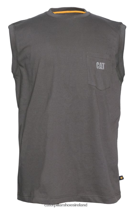 Caterpillar Trademark Sleeveless Pocket Tee Men PL4062230 Dark Shadow | Tops & Outerwear