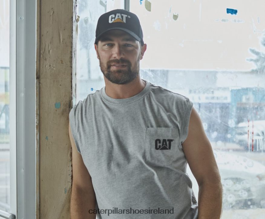 Caterpillar Trademark Sleeveless Pocket Tee Men PL4062231 Heather Grey | Tops & Outerwear