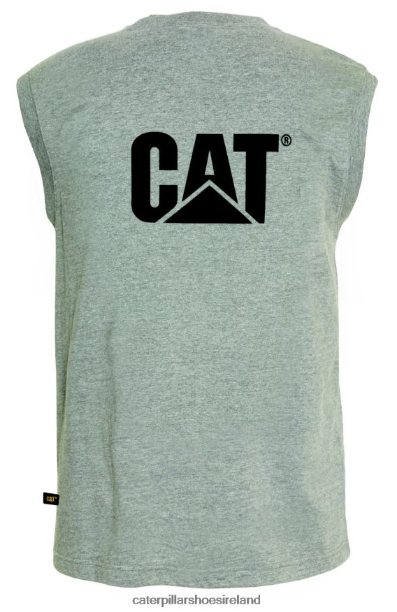 Caterpillar Trademark Sleeveless Pocket Tee Men PL4062231 Heather Grey | Tops & Outerwear