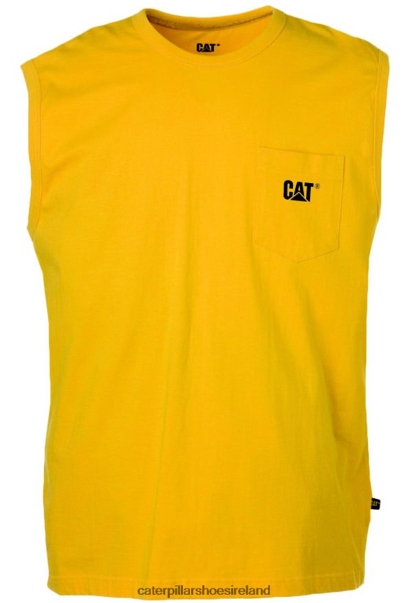 Caterpillar Trademark Sleeveless Pocket Tee Men PL4062232 Yellow | Tops & Outerwear