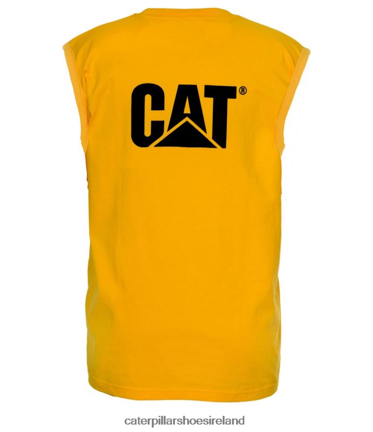 Caterpillar Trademark Sleeveless Pocket Tee Men PL4062232 Yellow | Tops & Outerwear