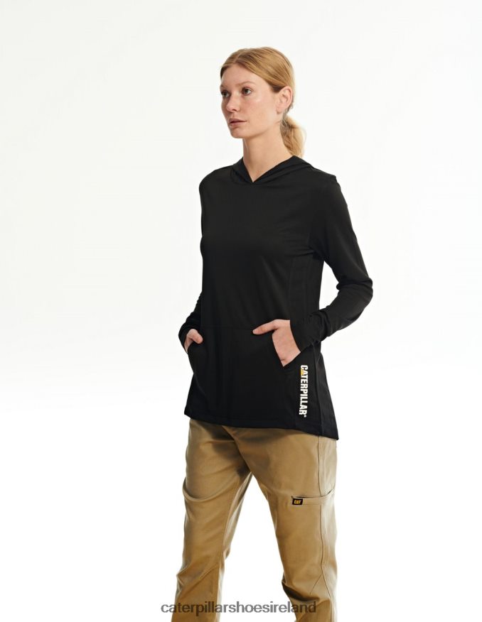 Caterpillar Coolmax Lightweight Pullover Hoodie Women PL4062323 Black | Tops & Outerwear
