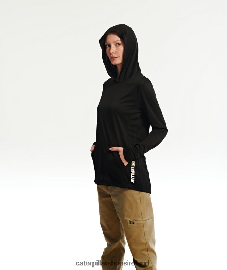 Caterpillar Coolmax Lightweight Pullover Hoodie Women PL4062323 Black | Tops & Outerwear