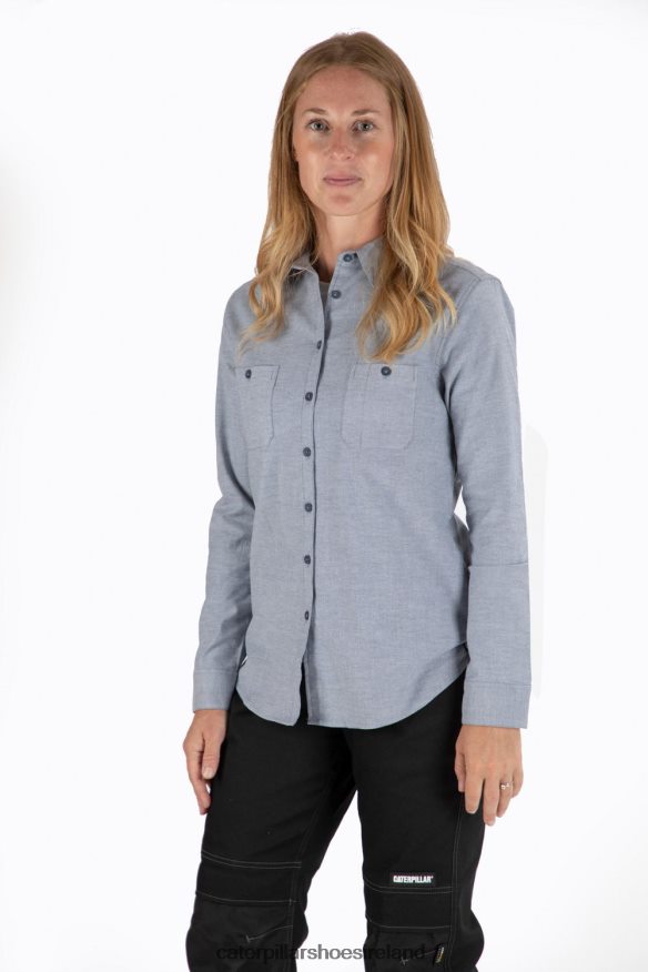 Caterpillar Oxford Long Sleeve Shirt Women PL4062312 Denim Blue | Tops & Outerwear