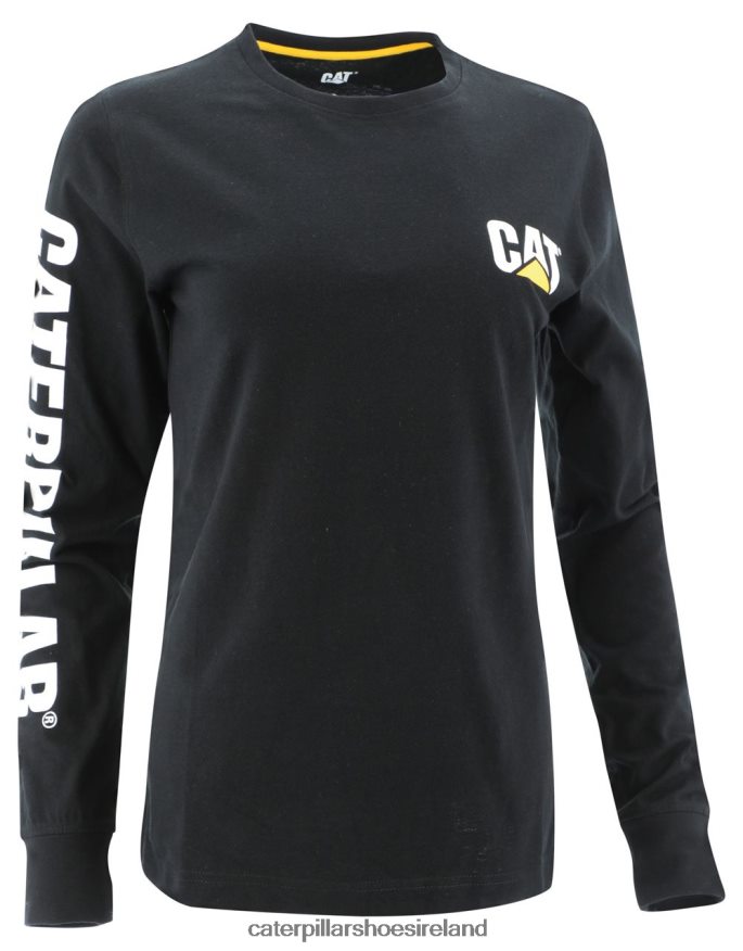 Caterpillar Trademark Banner Long Sleeve Tee Women PL4062319 Black | Tops & Outerwear