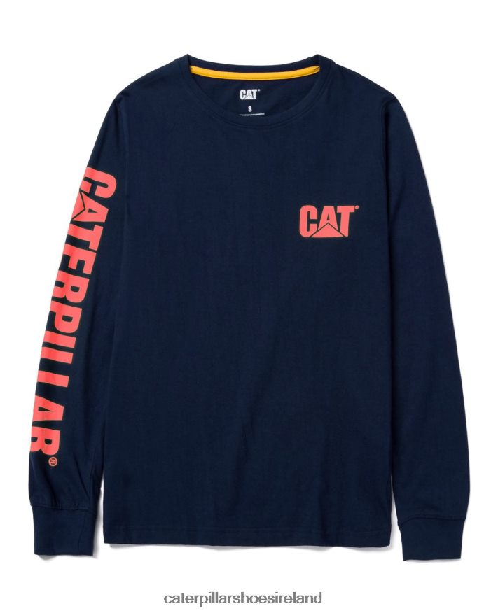 Caterpillar Trademark Banner Long Sleeve Tee Women PL4062321 Detroit Blue | Tops & Outerwear